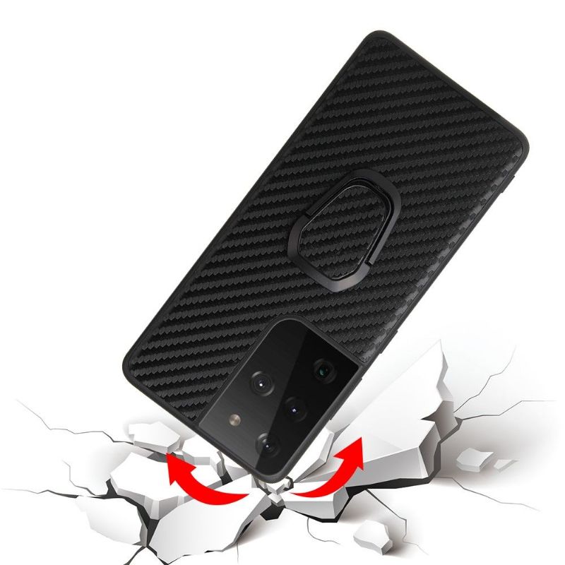 Kryt Na Samsung Galaxy S21 Ultra 5G Kroužek Z Uhlíkových Vláken