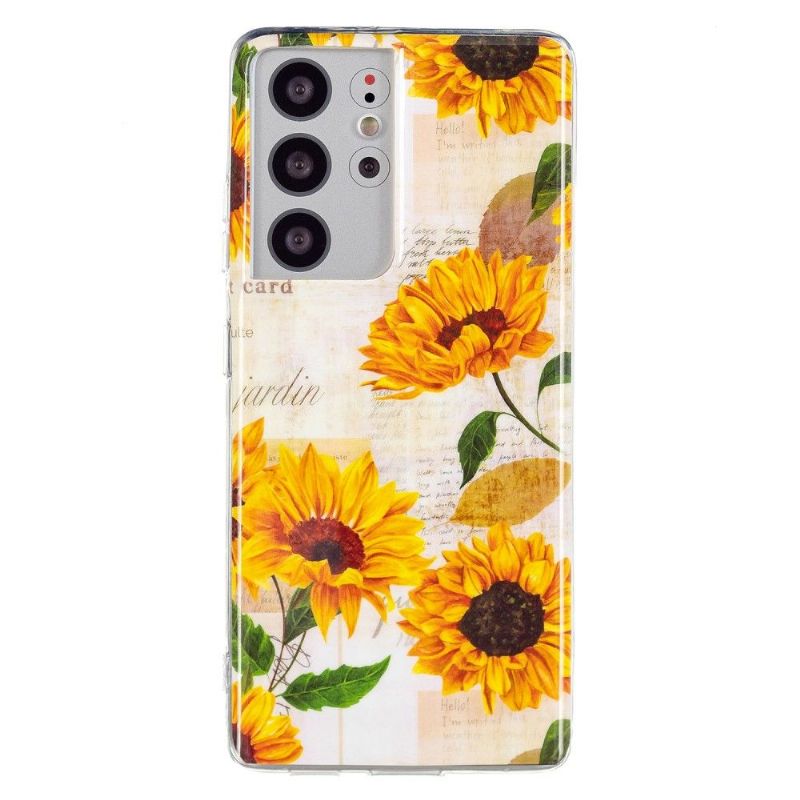 Kryt Na Samsung Galaxy S21 Ultra 5G Vintage Slunečnicová Zářivka