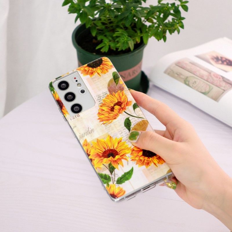 Kryt Na Samsung Galaxy S21 Ultra 5G Vintage Slunečnicová Zářivka