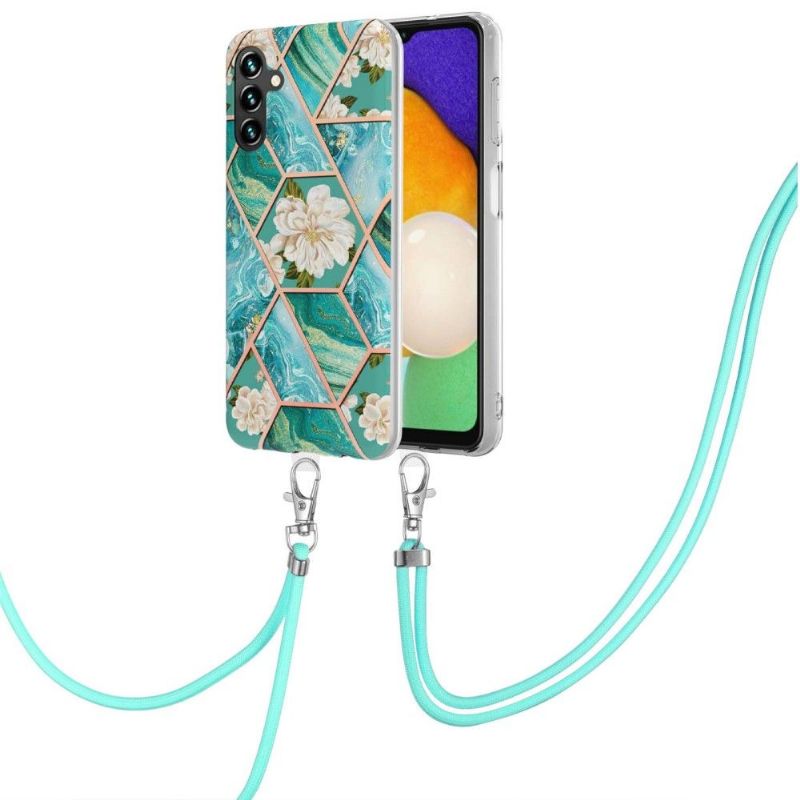 Kryt Na Samsung Galaxy A13 5G Na Lana Mramorové A Bílé Květy