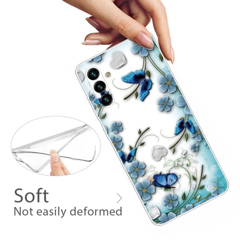 Kryt Na Samsung Galaxy A13 5G Modrí Motýli A Květiny
