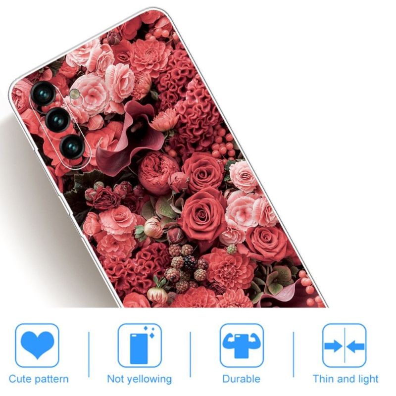 Kryt Na Samsung Galaxy A13 5G Červený Květ