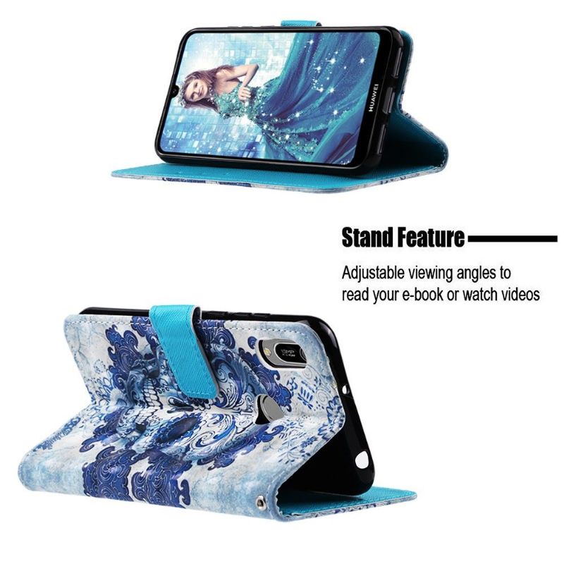 Kožené Pouzdro Na Huawei Y6 2019 Vzor Calavera