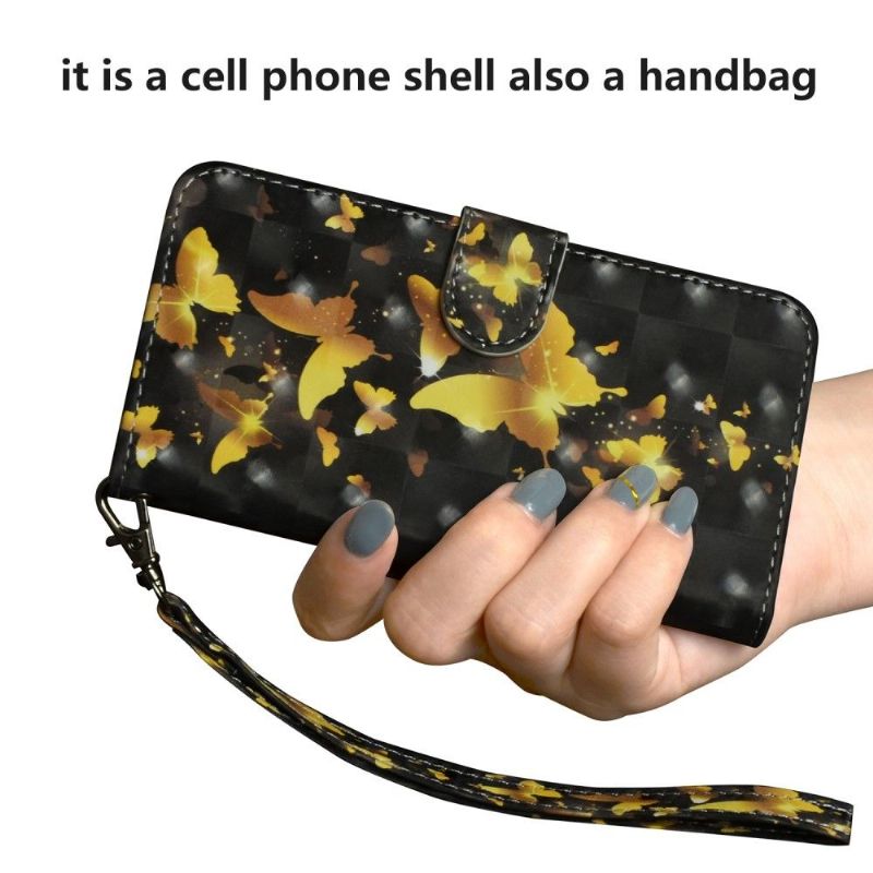 Kožené Pouzdro Na Huawei Y6 2019 Zlatí Motýli