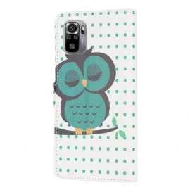 Kožené Pouzdro Na Xiaomi Redmi Note 10 Spící Sova