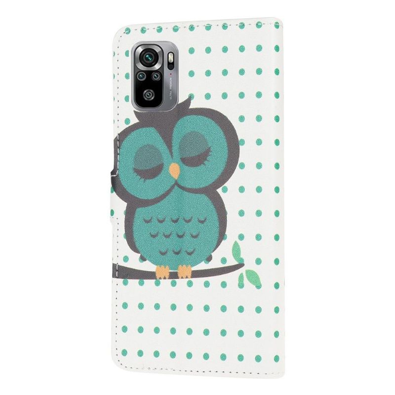 Kožené Pouzdro Na Xiaomi Redmi Note 10 Spící Sova