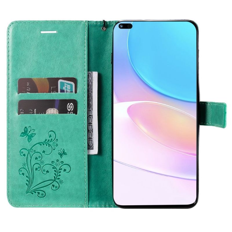 Kožené Pouzdro Na Honor 50 Lite / Huawei Nova 8i Podpora Motýlů Funkcí