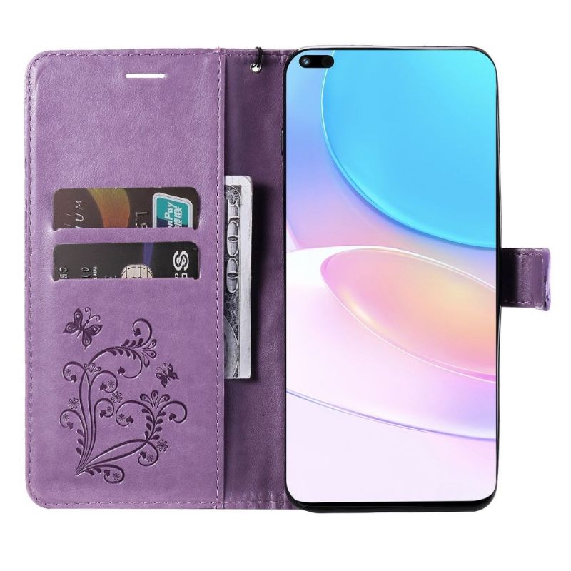 Kožené Pouzdro Na Honor 50 Lite / Huawei Nova 8i Podpora Motýlů Funkcí