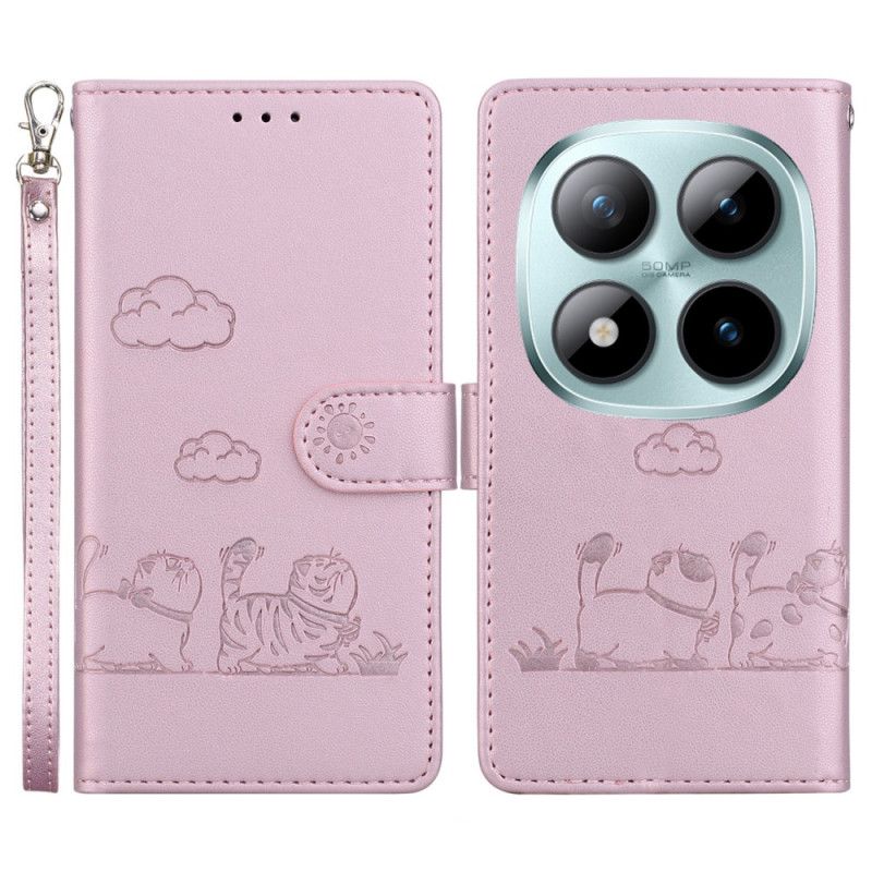 Kožený Kryt Na Xiaomi Redmi Note 15 Pro 5g Kočičí Scéna