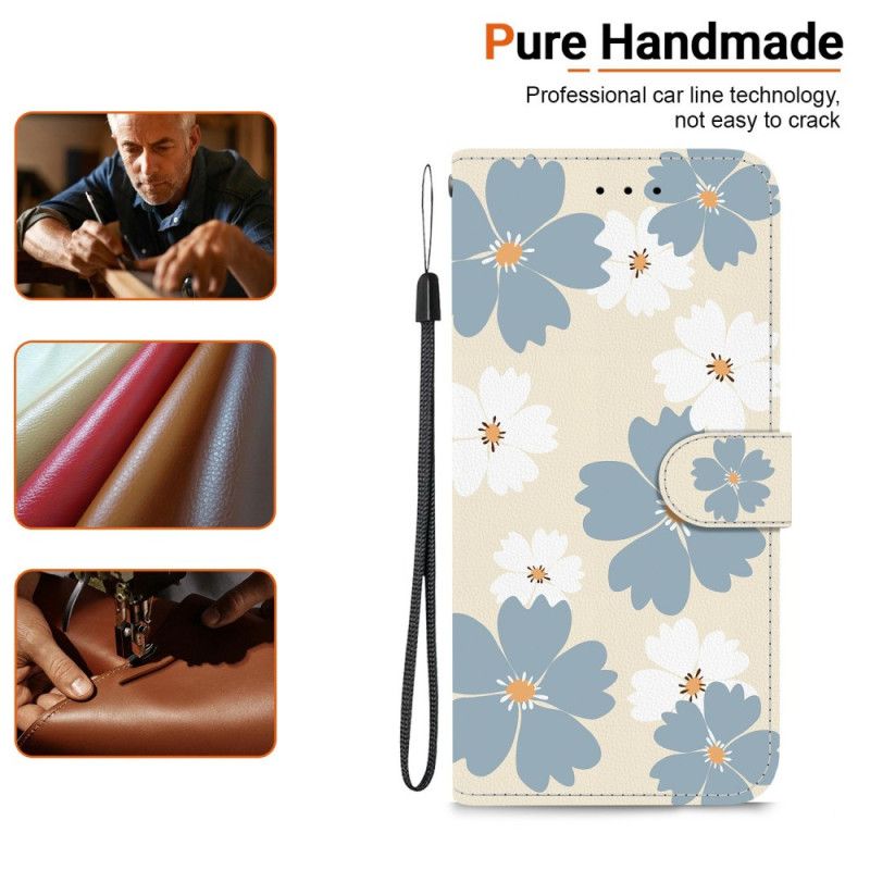 Kožený Kryt Na Xiaomi Redmi Note 15 Pro 5g Modré Sedmikrásky