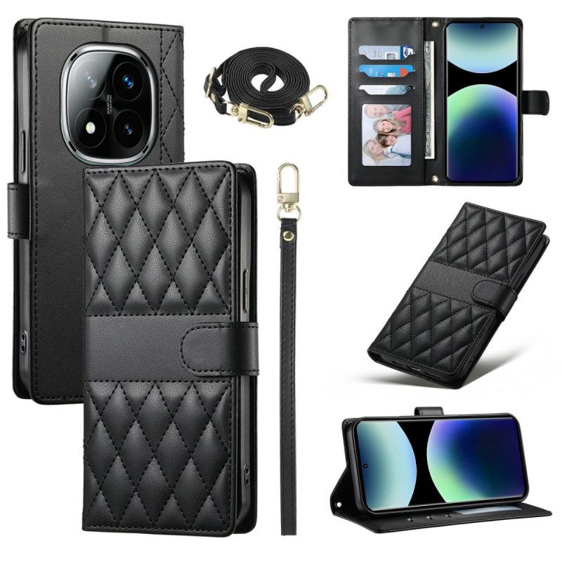 Kožený Kryt Na Xiaomi Redmi Note 15 Pro 5g Prošívané S Popruhy