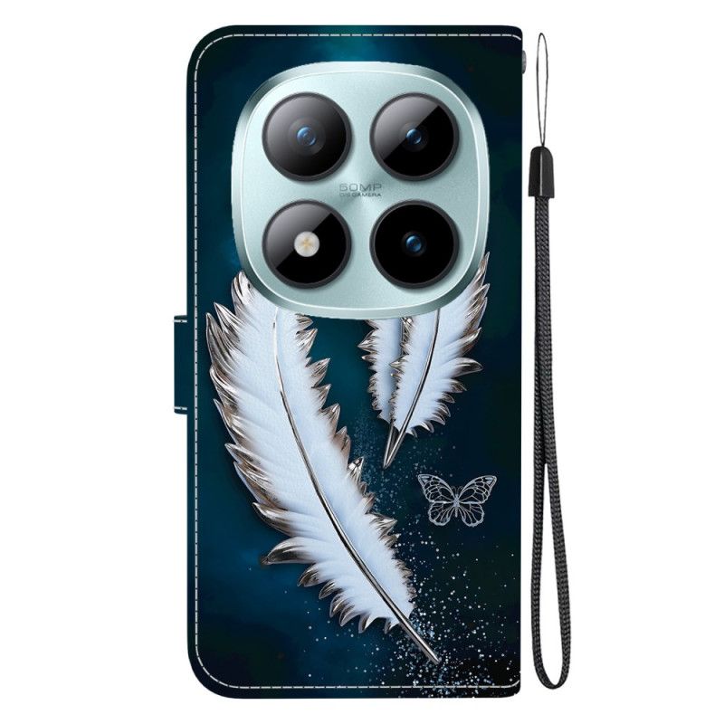 Kožený Kryt Xiaomi Redmi Note 15 Pro 5g Bílé Peří