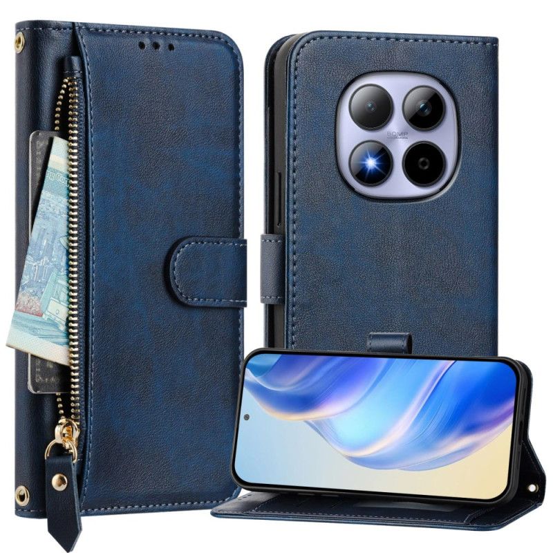 Kožený Kryt Xiaomi Redmi Note 15 Pro 5g Kapsa Na Zip A Více Přihrádek Na Karty