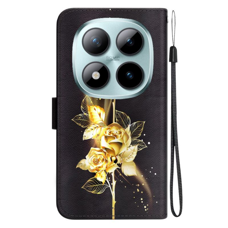 Peněženková Pouzdra Xiaomi Redmi Note 15 Pro 5g Zlatý Motýl A Růže