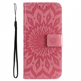 Flipové Pouzdro Na Samsung Galaxy A14 / A14 5G Mandala Sun S Šňůrkou