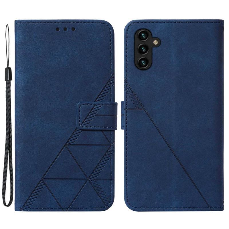Flipové Pouzdro Na Samsung Galaxy A14 / A14 5G Trojúhelníky S Lanyardem