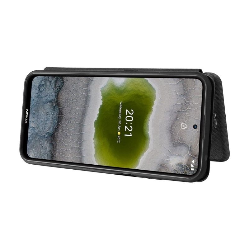 Kožené Pouzdro Na Nokia X20 / X10 Umělá Kůže Ve Stylu Uhlíkových Vláken