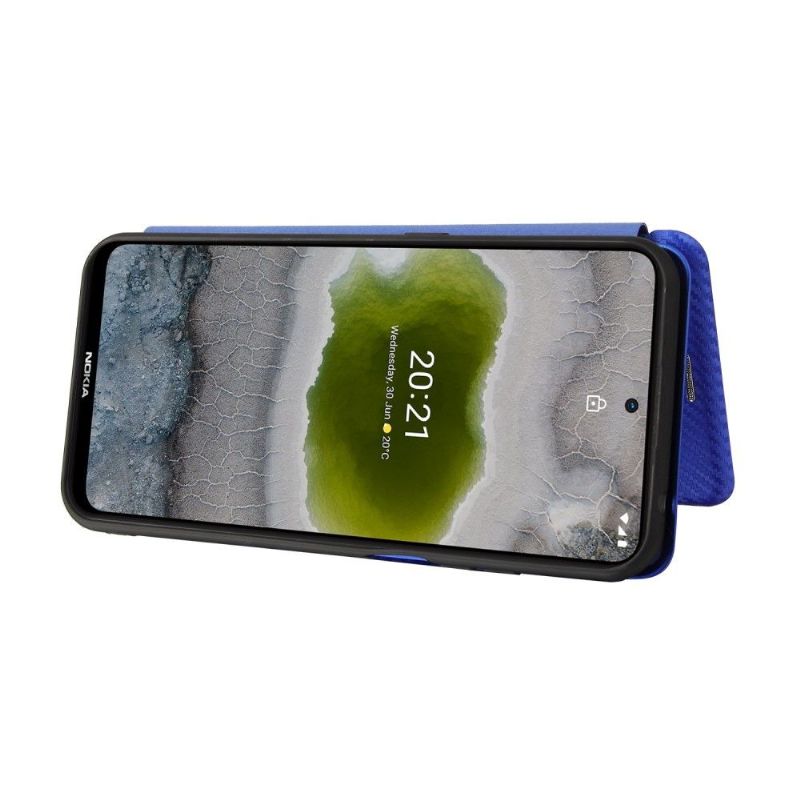 Kožené Pouzdro Na Nokia X20 / X10 Umělá Kůže Ve Stylu Uhlíkových Vláken
