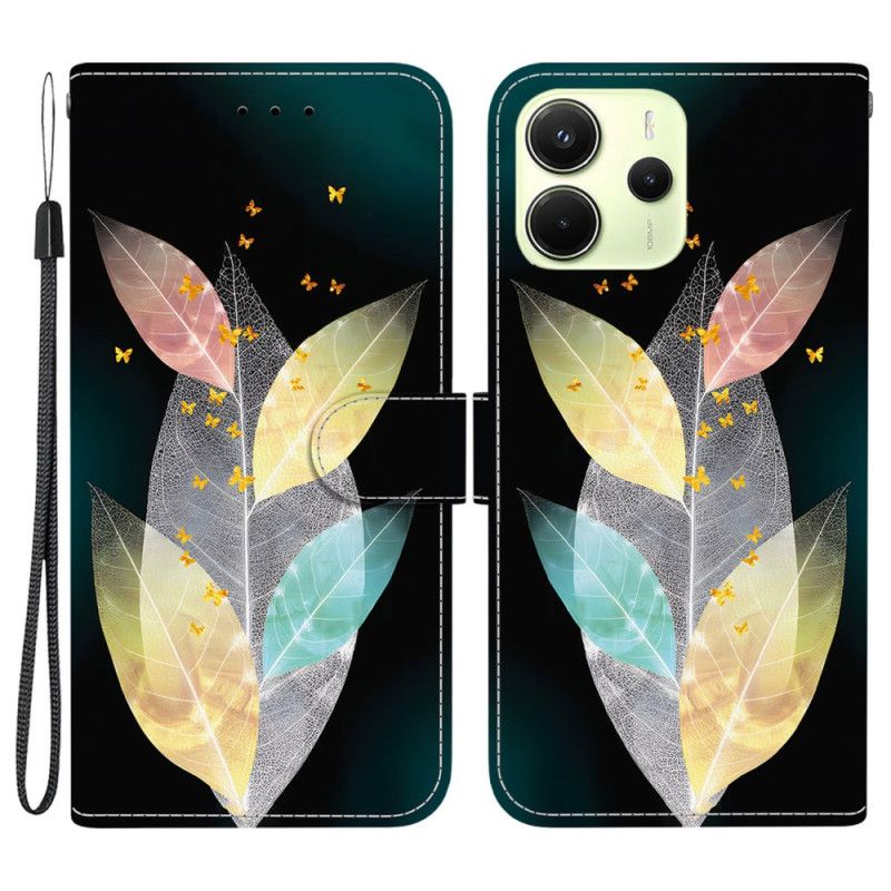 Kožený Kryt Na Xiaomi Redmi Note 14 4g Barevné Peří