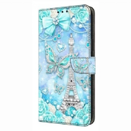 Kožený Kryt Na Xiaomi Redmi Note 14 4g Drahocenný Eiffel Věž