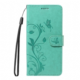 Kožený Kryt Na Xiaomi Redmi Note 14 4g Květinové Vzory