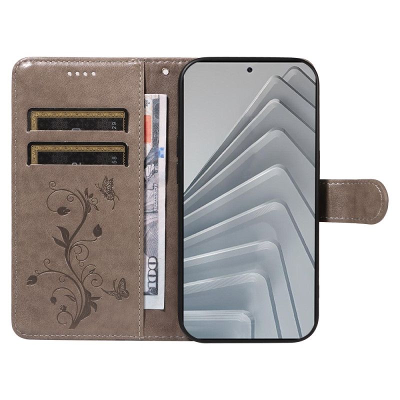 Kožený Kryt Na Xiaomi Redmi Note 14 4g Květinové Vzory