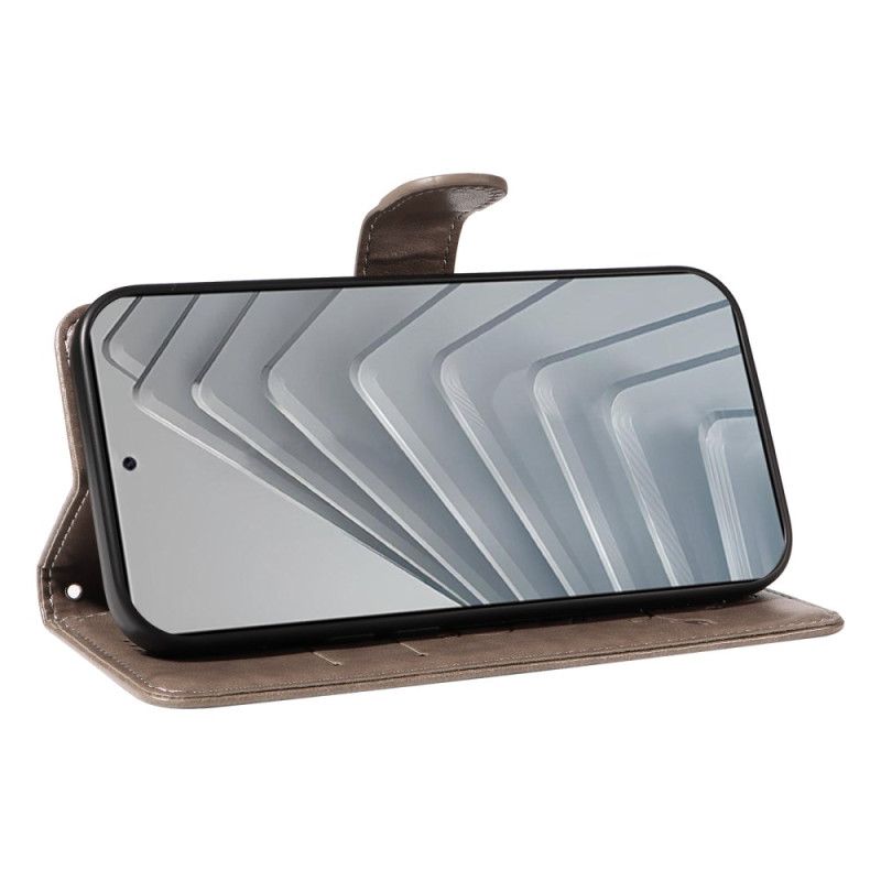 Kožený Kryt Na Xiaomi Redmi Note 14 4g Květinové Vzory