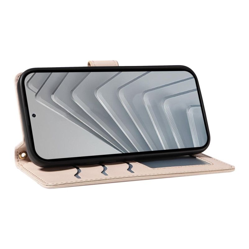 Kožený Kryt Na Xiaomi Redmi Note 14 4g Prošívaná S Popruhem A Ramenním Popruhem