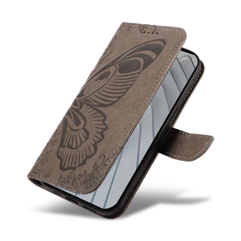 Kožený Kryt Xiaomi Redmi Note 14 4g Motýlí Potisk