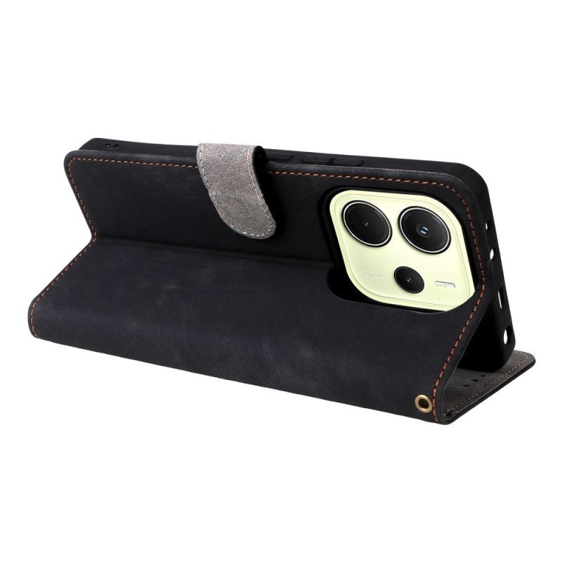 Kožený Kryt Xiaomi Redmi Note 14 4g Rfid Ochrana Semišový Efekt S Popruhem