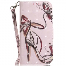 Kožený Kryt Xiaomi Redmi Note 14 4g Vysoké Podpatky S Páskem