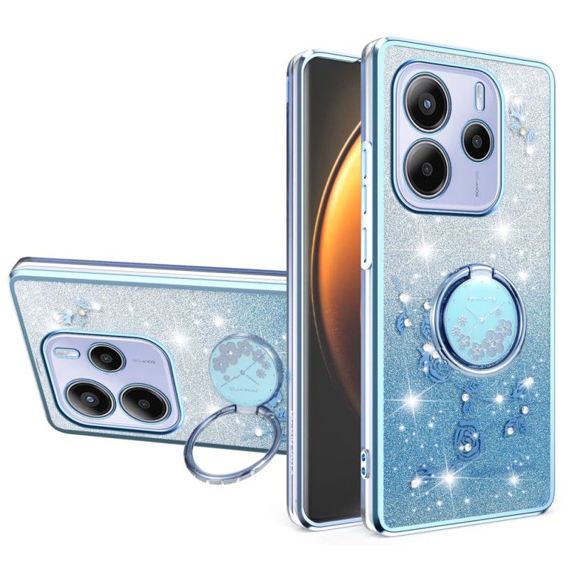 Kryt Xiaomi Redmi Note 14 4g Kryty Na Mobil Držák Na Prsten S Kamínky A Květinami