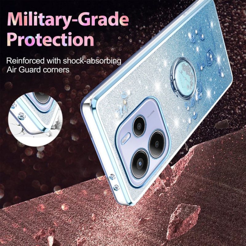 Kryt Xiaomi Redmi Note 14 4g Kryty Na Mobil Držák Na Prsten S Kamínky A Květinami