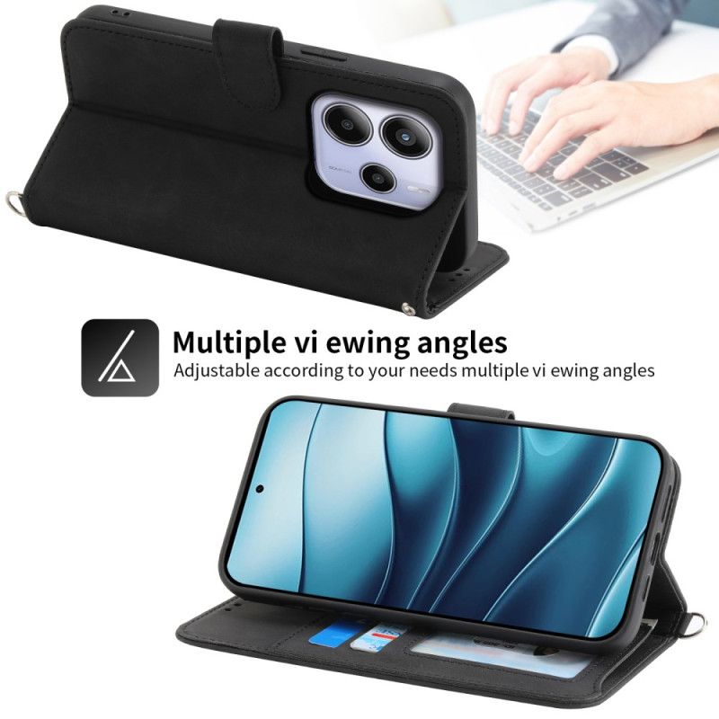 Peněženková Pouzdra Xiaomi Redmi Note 14 4g Kryty Na Mobil Květinový Vzor A Pásky