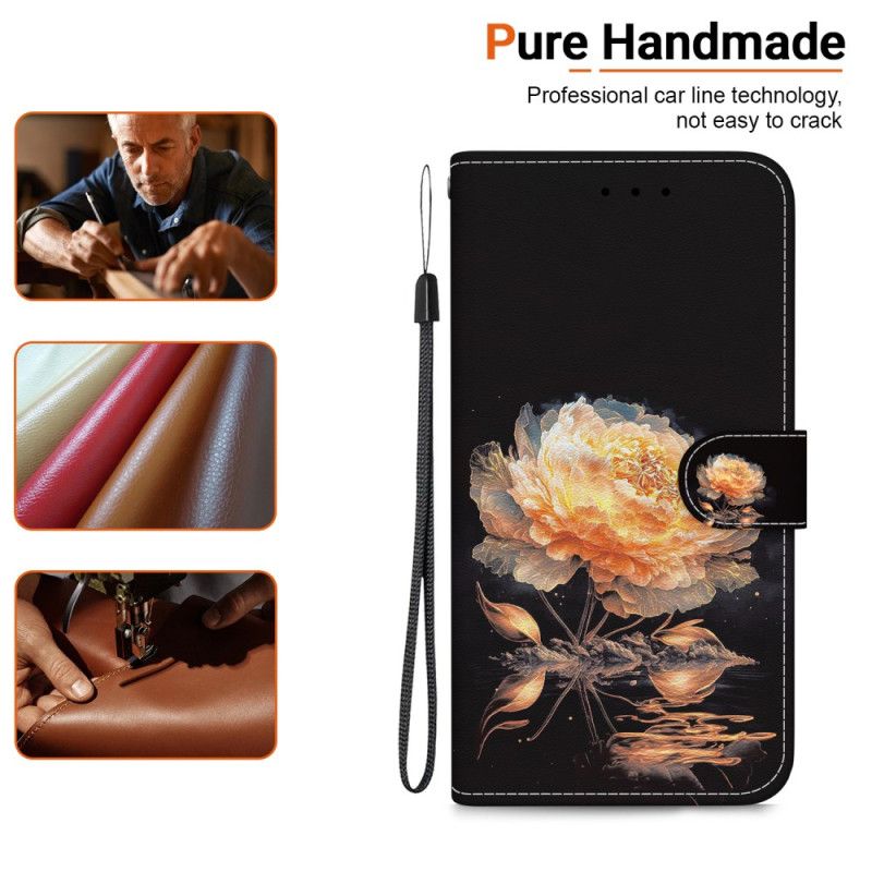 Peněženková Pouzdra Xiaomi Redmi Note 14 4g Oranžová Pivoňka