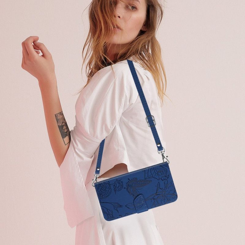 Peněženková Pouzdra Xiaomi Redmi Note 14 4g Ramenní Popruh S Potiskem Motýlů