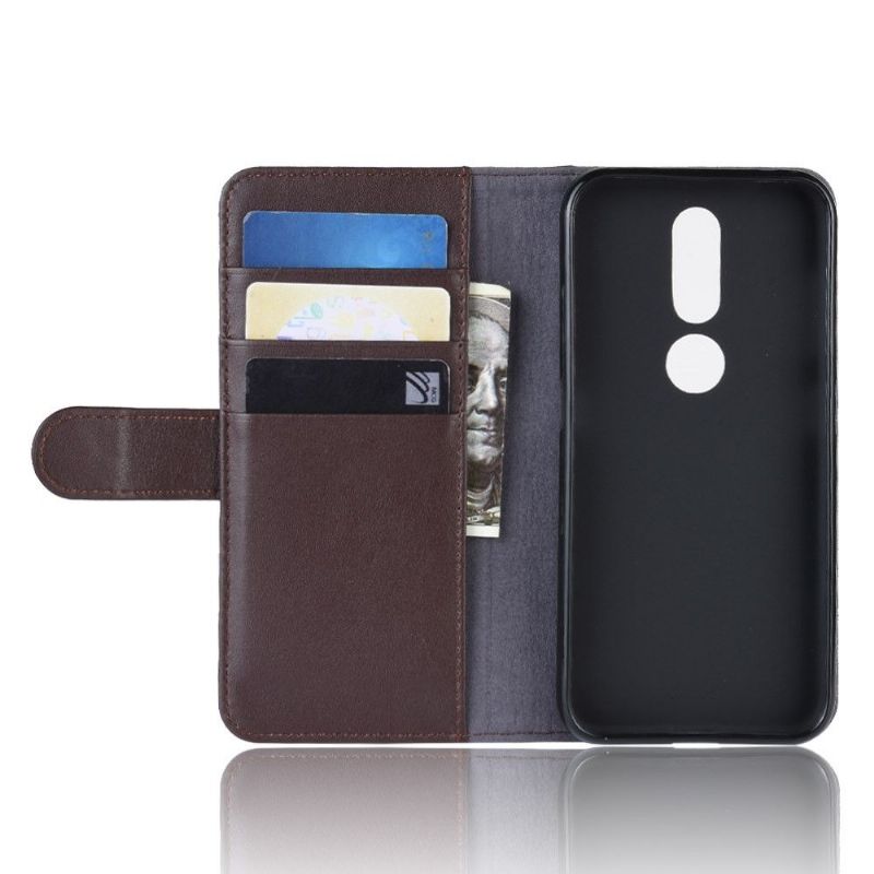 Kožené Pouzdro Folio Na Nokia 4.2 Peněženkové Pouzdro Prémiová Kůže - Hnědá