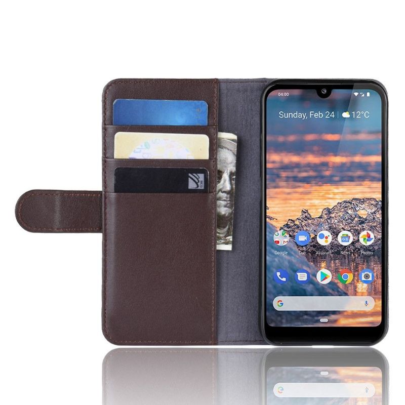 Kožené Pouzdro Folio Na Nokia 4.2 Peněženkové Pouzdro Prémiová Kůže - Hnědá