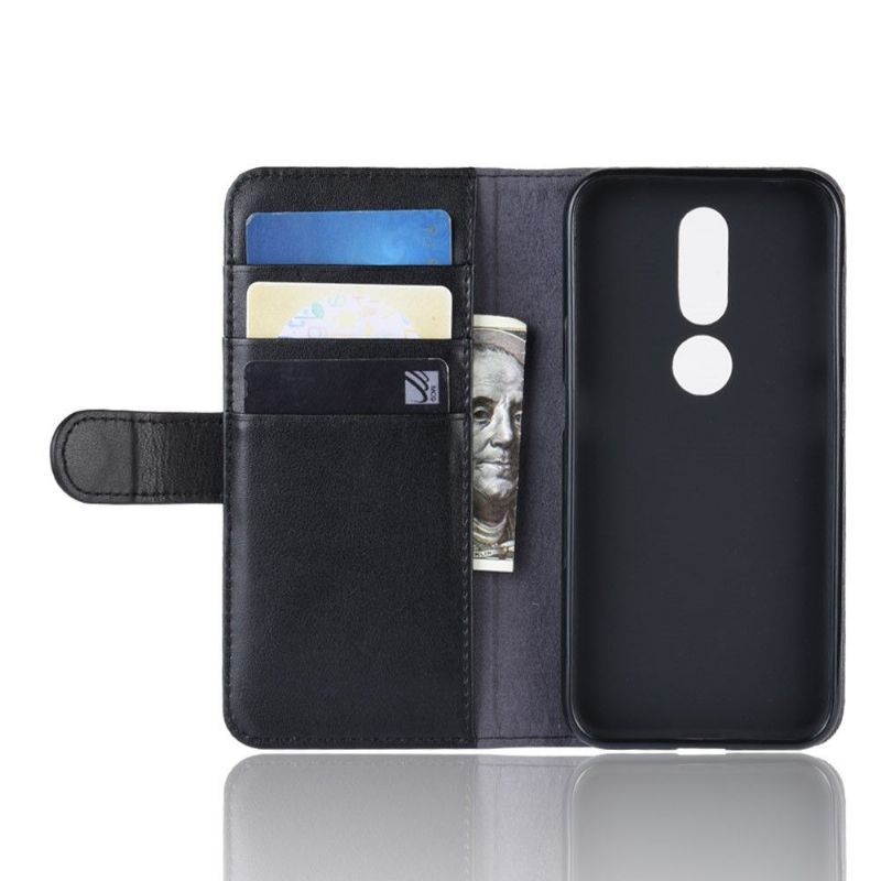 Kožené Pouzdro Folio Na Nokia 4.2 Peněženkové Pouzdro Prémiová Kůže - Černá
