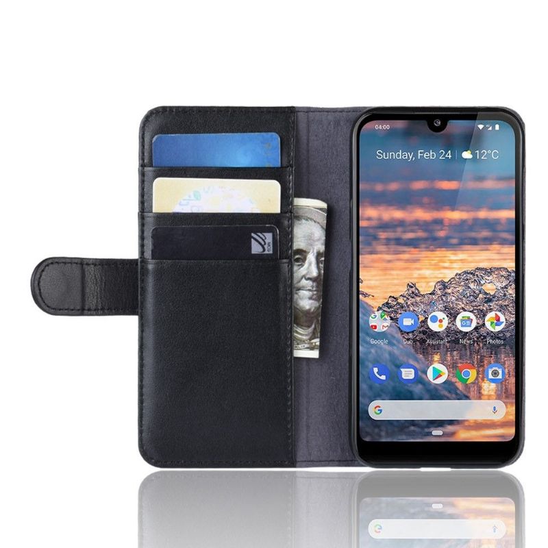 Kožené Pouzdro Folio Na Nokia 4.2 Peněženkové Pouzdro Prémiová Kůže - Černá