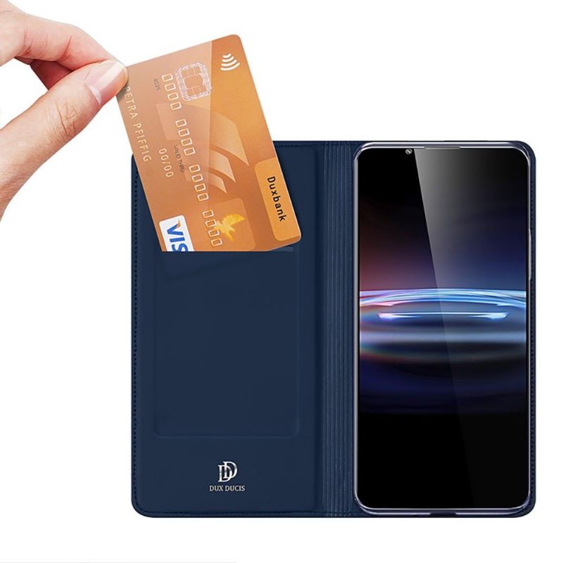 Kožené Pouzdro Folio Na Sony Xperia Pro-I Obchodní Saténový Efekt