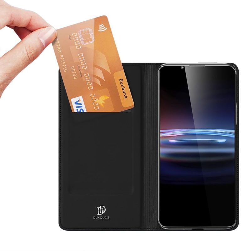 Kožené Pouzdro Folio Na Sony Xperia Pro-I Obchodní Saténový Efekt
