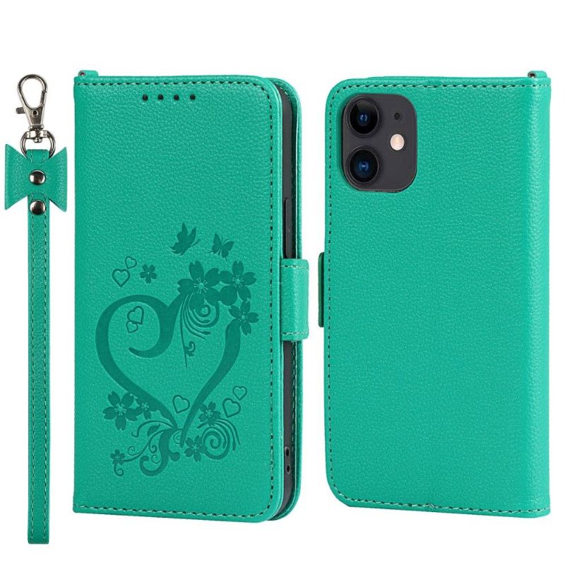 Flipové Pouzdro Na iPhone 12 Mini Květinové Srdce