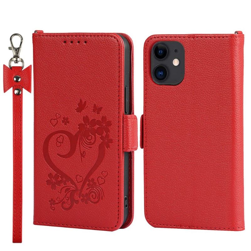 Flipové Pouzdro Na iPhone 12 Mini Květinové Srdce