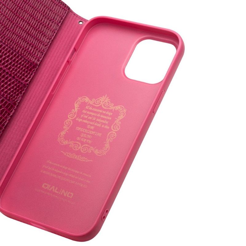 Flipové Pouzdro Na iPhone 12 Mini Pravá Kůže S Efektem Croc