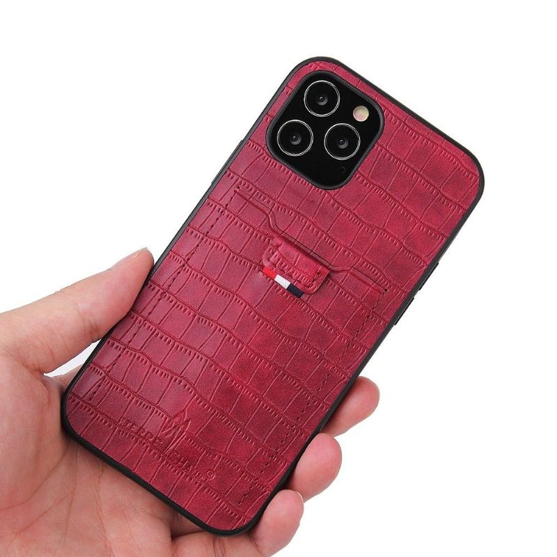 Kryt Na iPhone 12 Mini Držák Karty Croc Look