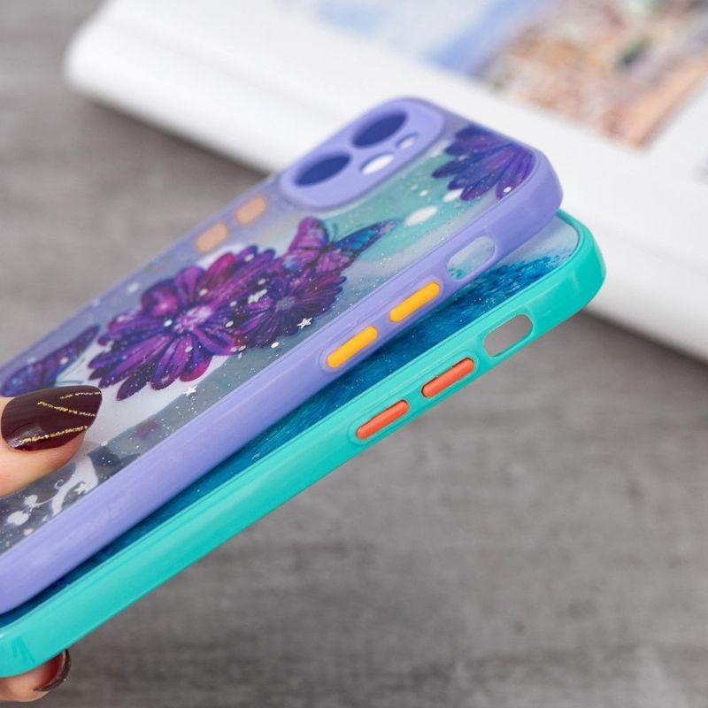 Kryt Na iPhone 12 Mini Fialové Květiny A Motýli
