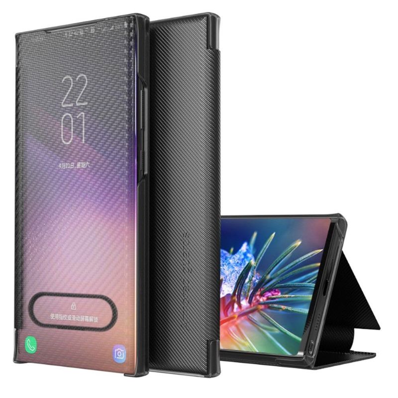 Kryty Na Mobil Na iPhone 12 Mini Flipové Pouzdro Uhlíkové Vlákno
