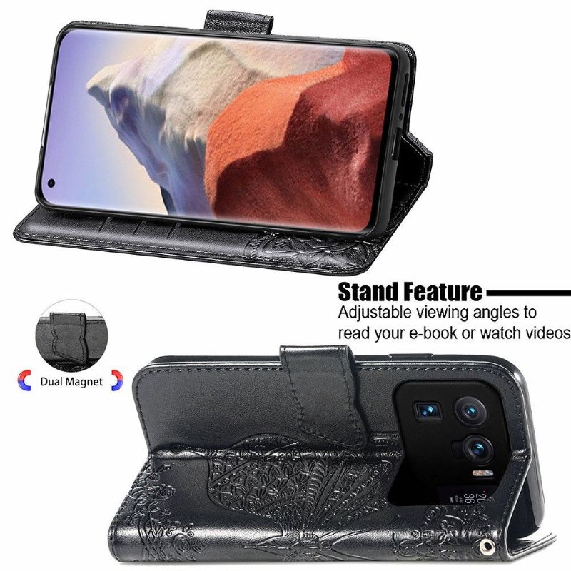 Kožené Pouzdro Na Xiaomi Mi 11 Ultra Pomocný Motýl