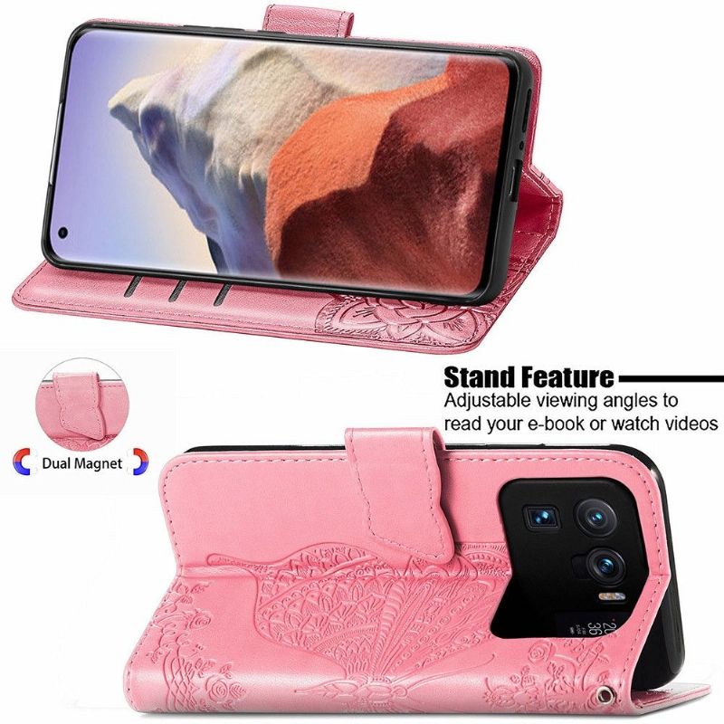 Kožené Pouzdro Na Xiaomi Mi 11 Ultra Pomocný Motýl